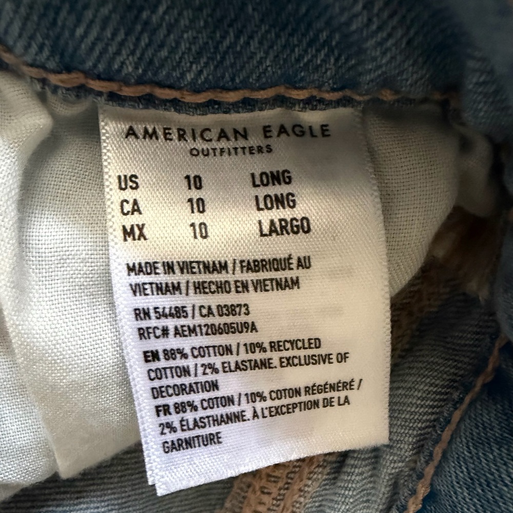 NWOT - American Eagle Two-Tone Wide Leg Jeans - size 10 Long - Picture 5 of 6